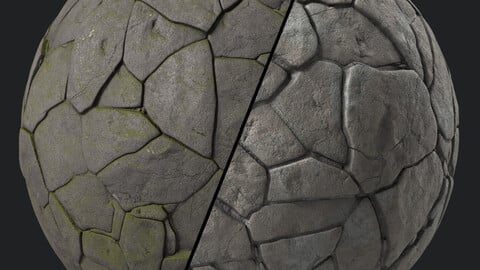 Stone Wall Materials 52- Stone By Moss|Sbsar Pbr 4k Seamless