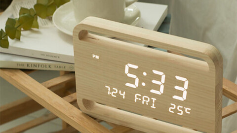 PLAYTO Wood Nature Interior LED Table Wall Clock 23 cm