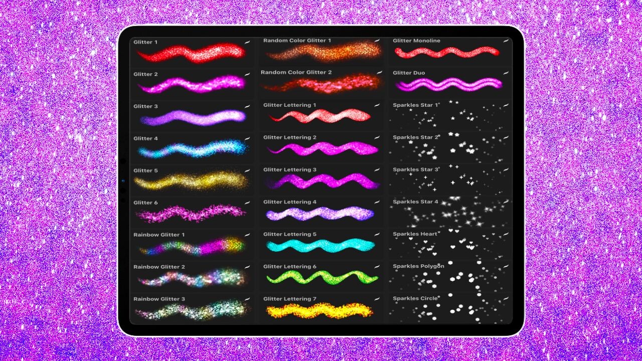 ArtStation Glitter & Shimmer procreate brush set, Procreate Glitter