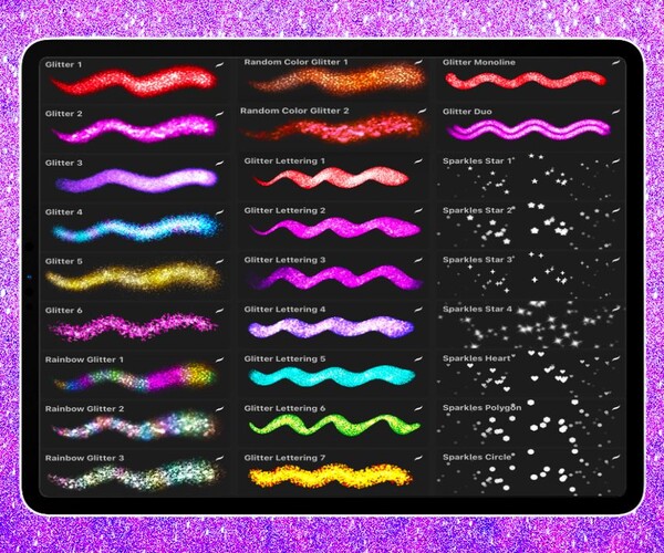 ArtStation Glitter & Shimmer procreate brush set, Procreate Glitter