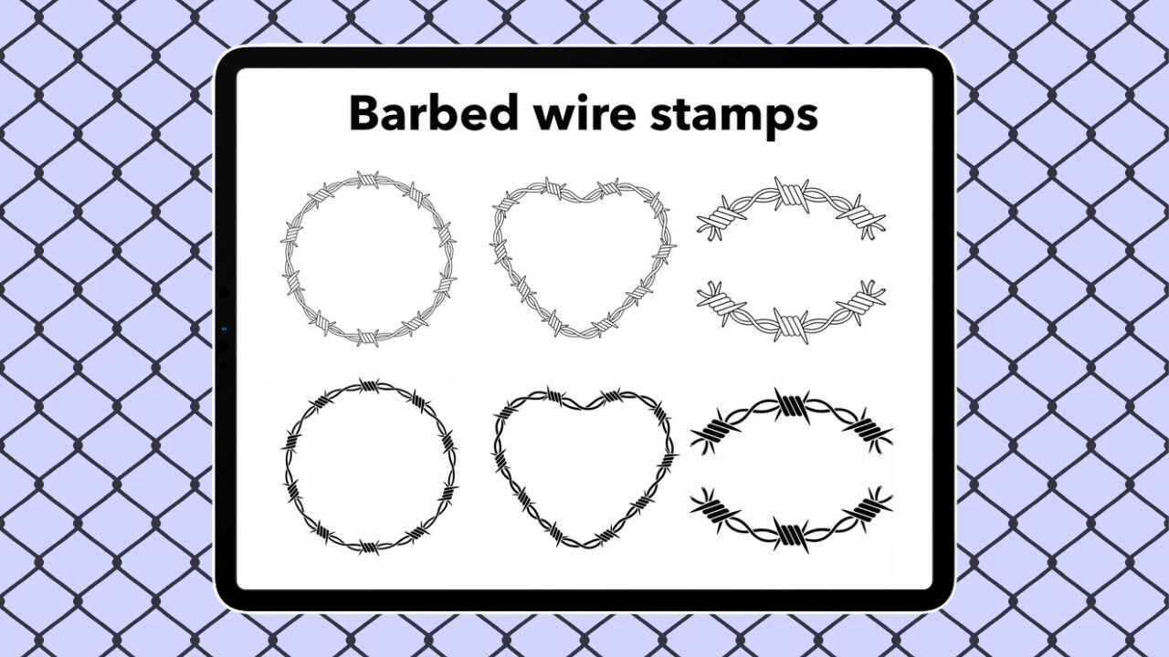 ArtStation Fences & Barbed Wire procreate brush set , Procreate Chain