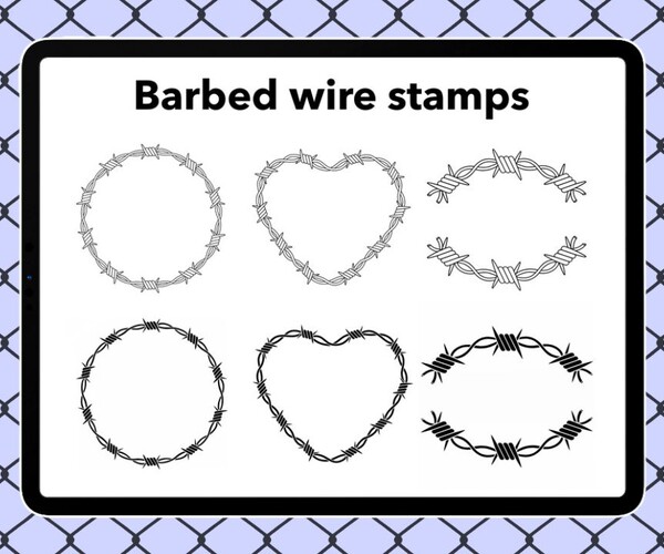 ArtStation - Fences & Barbed Wire procreate brush set , Procreate Chain