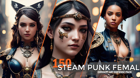 150 Realistic Steam Punk Female Reference Pack | 4K JPEG Images