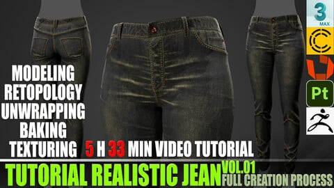 Tutorial Realistic Jean + MD / Clo3d + Project files + Video Tutorial Vol.01