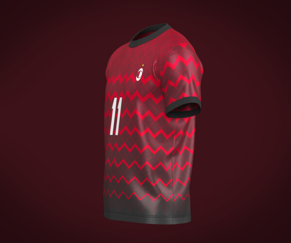 ArtStation - Soccer Football Cherry Red with Black Jersey Player-11