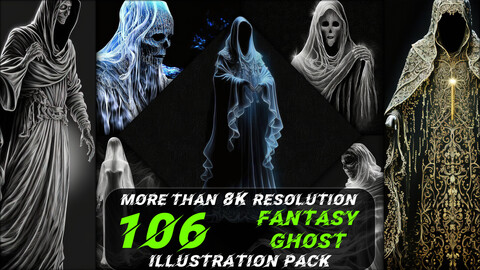 106 Fantasy Ghost Illustration Pack (More Than 8K Resolution)