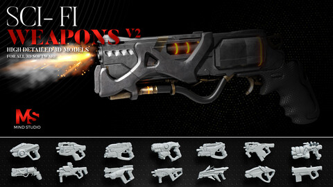 Sci Fi Weapons 3D models v2