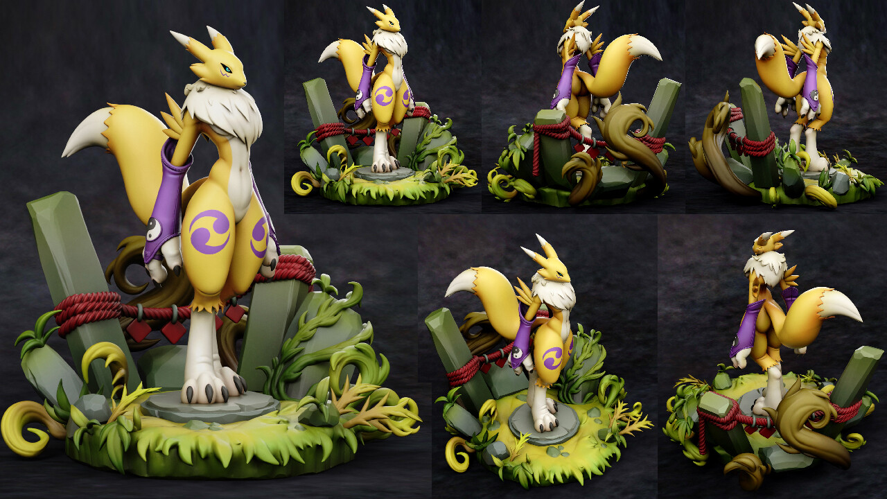 Artstation Renamon 10 Diorama Ver 3d Print Kit Game Assets