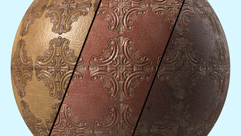 Leather Materials 25- Leather Ornament Pattern By Sbsar, Pbr 4k Seamless