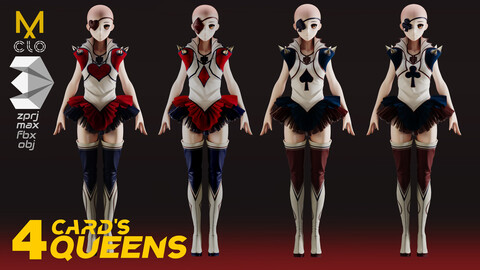 4 Card's Queens / Marvelous / CLO / 3DsMax project file