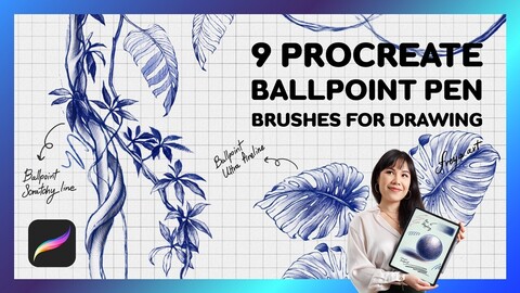 Procreate Brush Pens | 9 Ballpoint Pen Brushes for Drawing