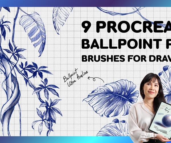 ArtStation Procreate Brush Pens 9 Ballpoint Pen Brushes for Drawing