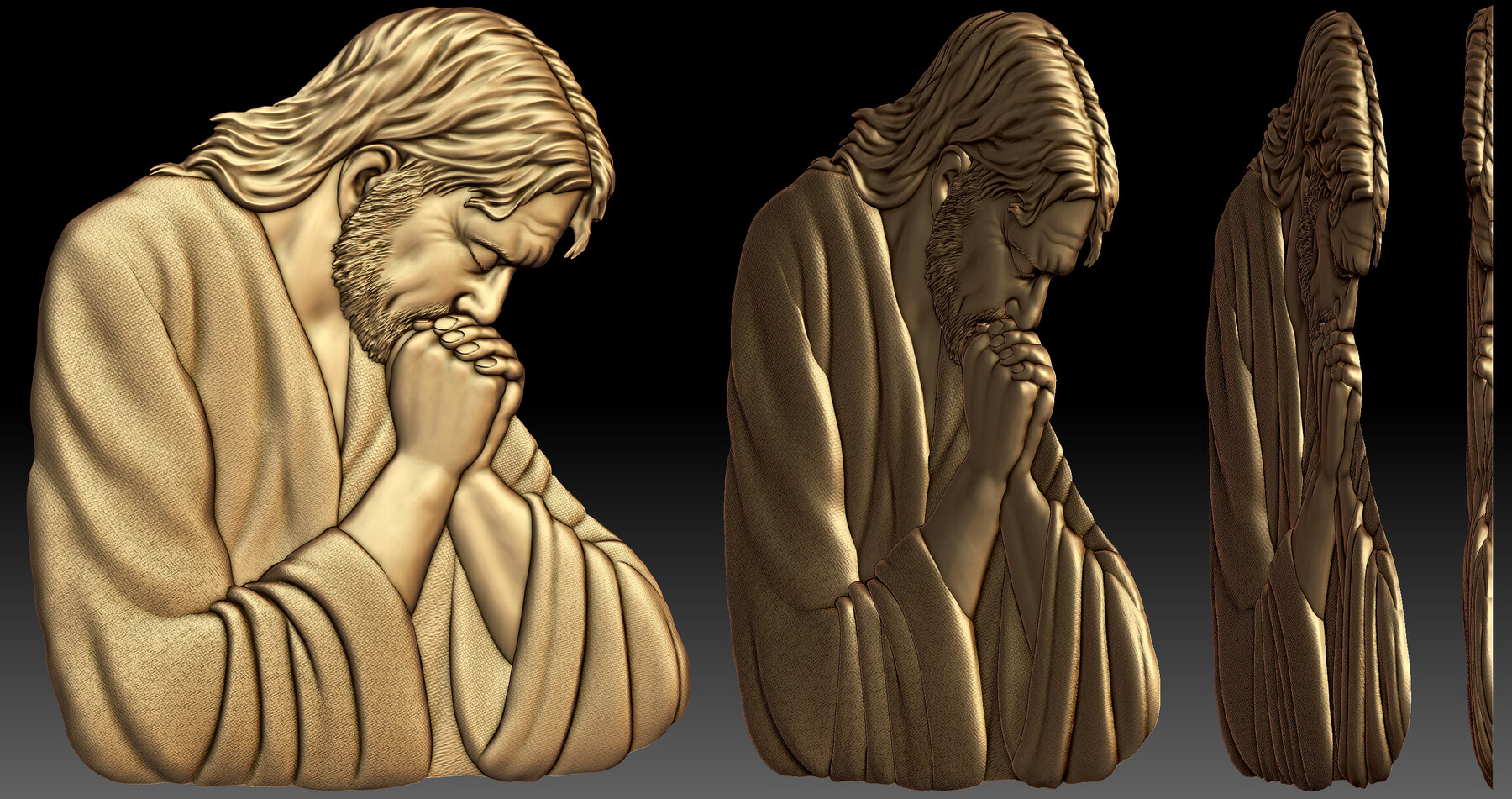 ArtStation - Jesus Praying Low Bas-relief For CNC Router Or 3D Printer ...