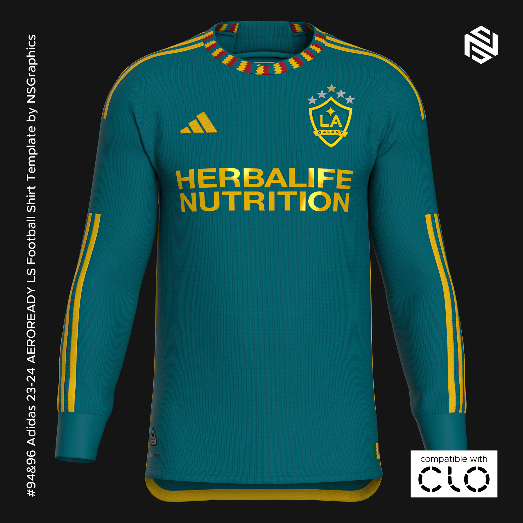 ArtStation - Adidas 23-24 AEROREADY LS Football Shirt Template for CLO 3D &  Marvelous Designer