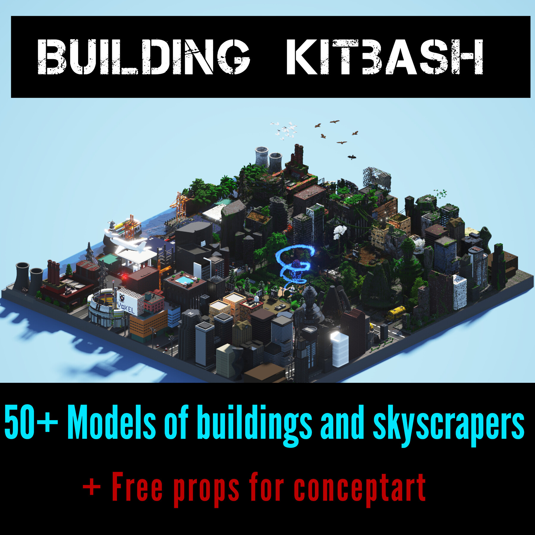 ArtStation - BUILDING KITBASH 3D Models + Free Props | Resources