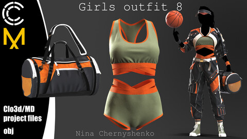 Girls outfit 8. Marvelous Designer/Clo3d project + OBJ.