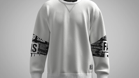 News Paper Printed Sleeve Sweatshirt