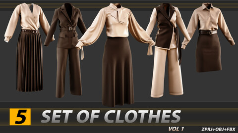 5 SET OF CLOTHES (ZPRJ+OBJ+FBX) - VOL 01
