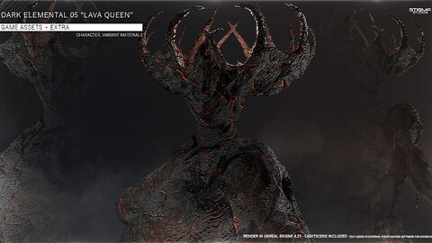 Dark Elemental 05 "Lava Queen" - Game Assets + Extra