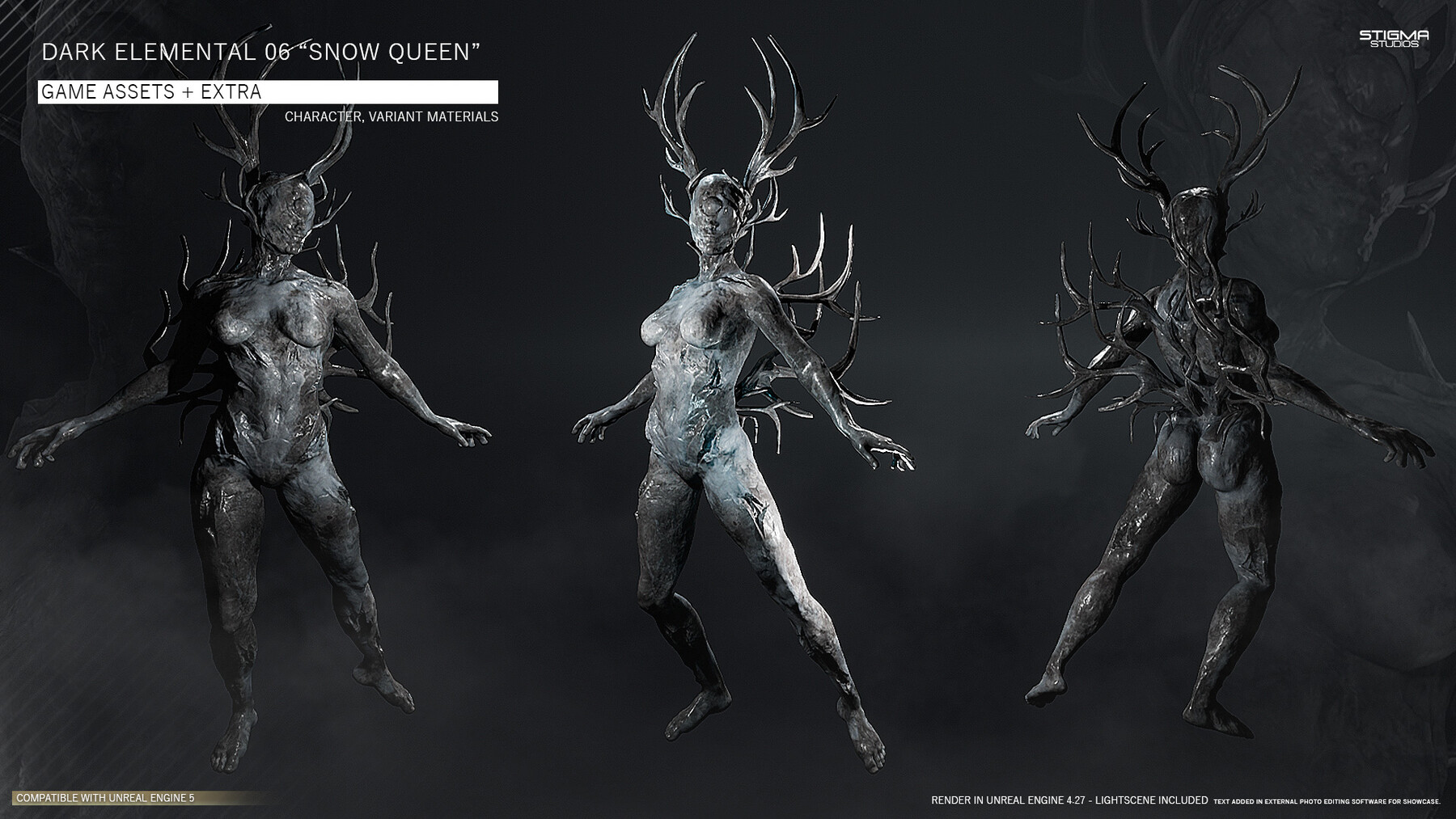 ArtStation Dark Elemental 06 "Snow Queen" Game Assets + Extra