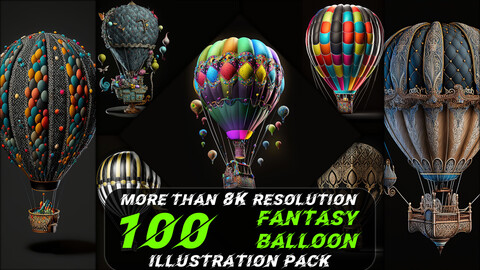 100 Fantasy Balloon Illustration Pack (More Than 8K Resolution) - Vol 2