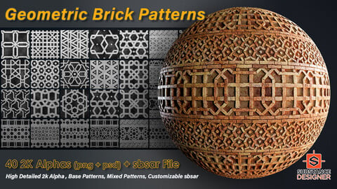 Geometric Brick Patterns / Alphas + Sbsar