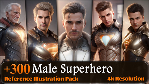 300 Realistic Male Superhero Reference Pack | 4K | v.2