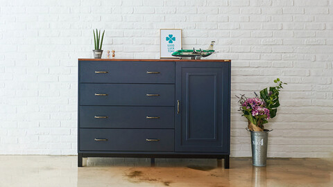 Plum wood 4-tier wide chest of drawers