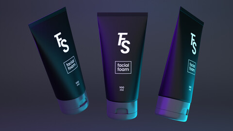 Face wash cosmetic packaging tube 3D model