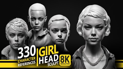 330 Girl Head Sculpt - Character References | 8K Resolution