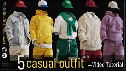 5 casual outfit- marvelous / clo3D