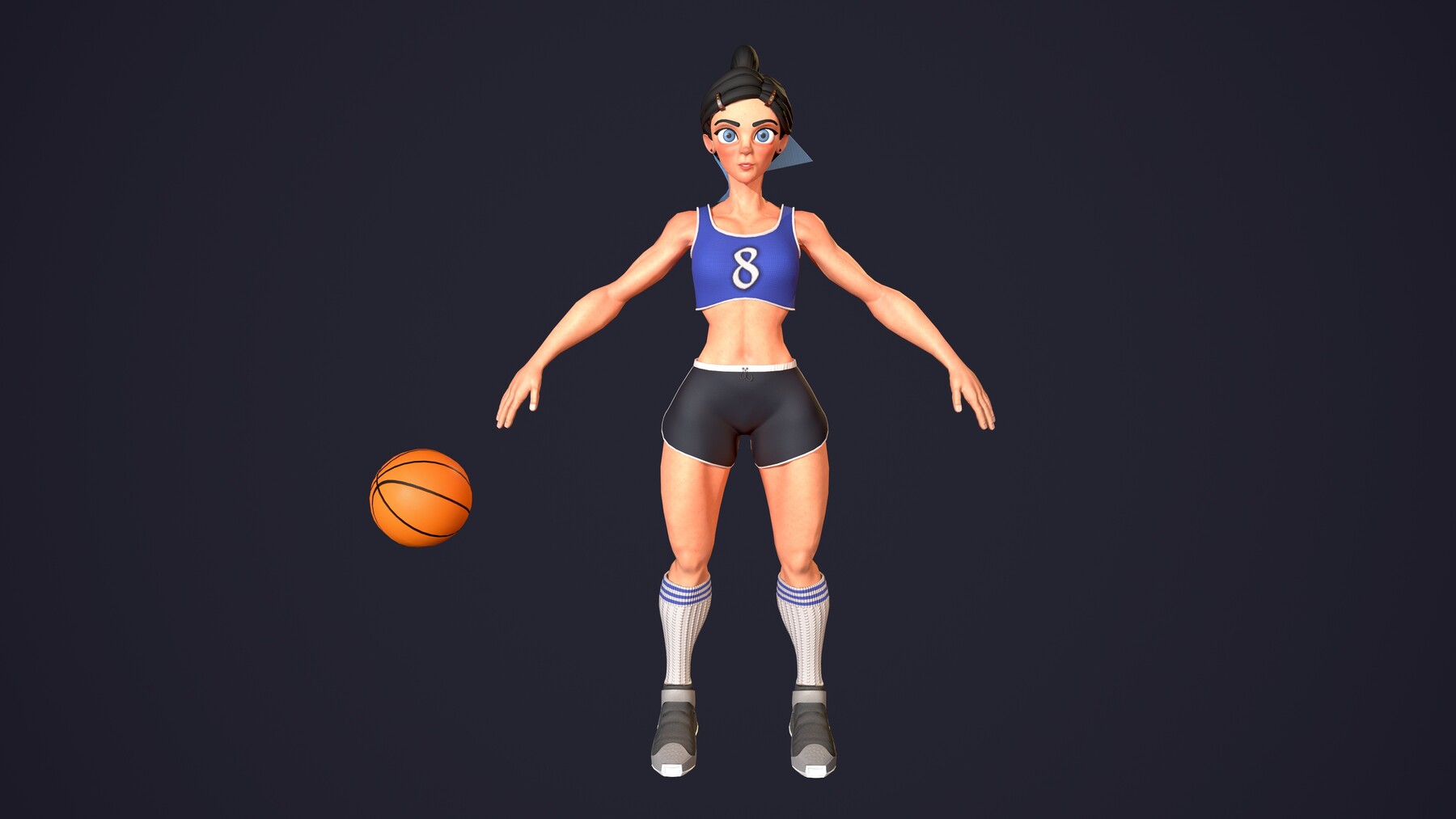 Artstation Basketball Girl Low Poly 3d Model Game Assets