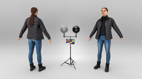 Young woman in puffer jacket ready for animation 391