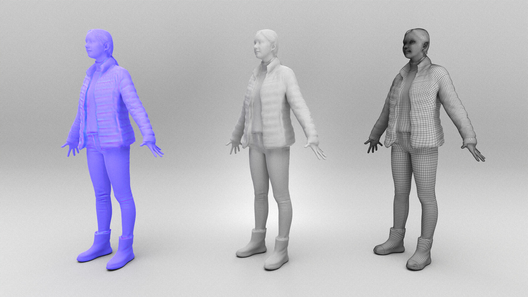 ArtStation Young woman in puffer jacket ready for animation 391