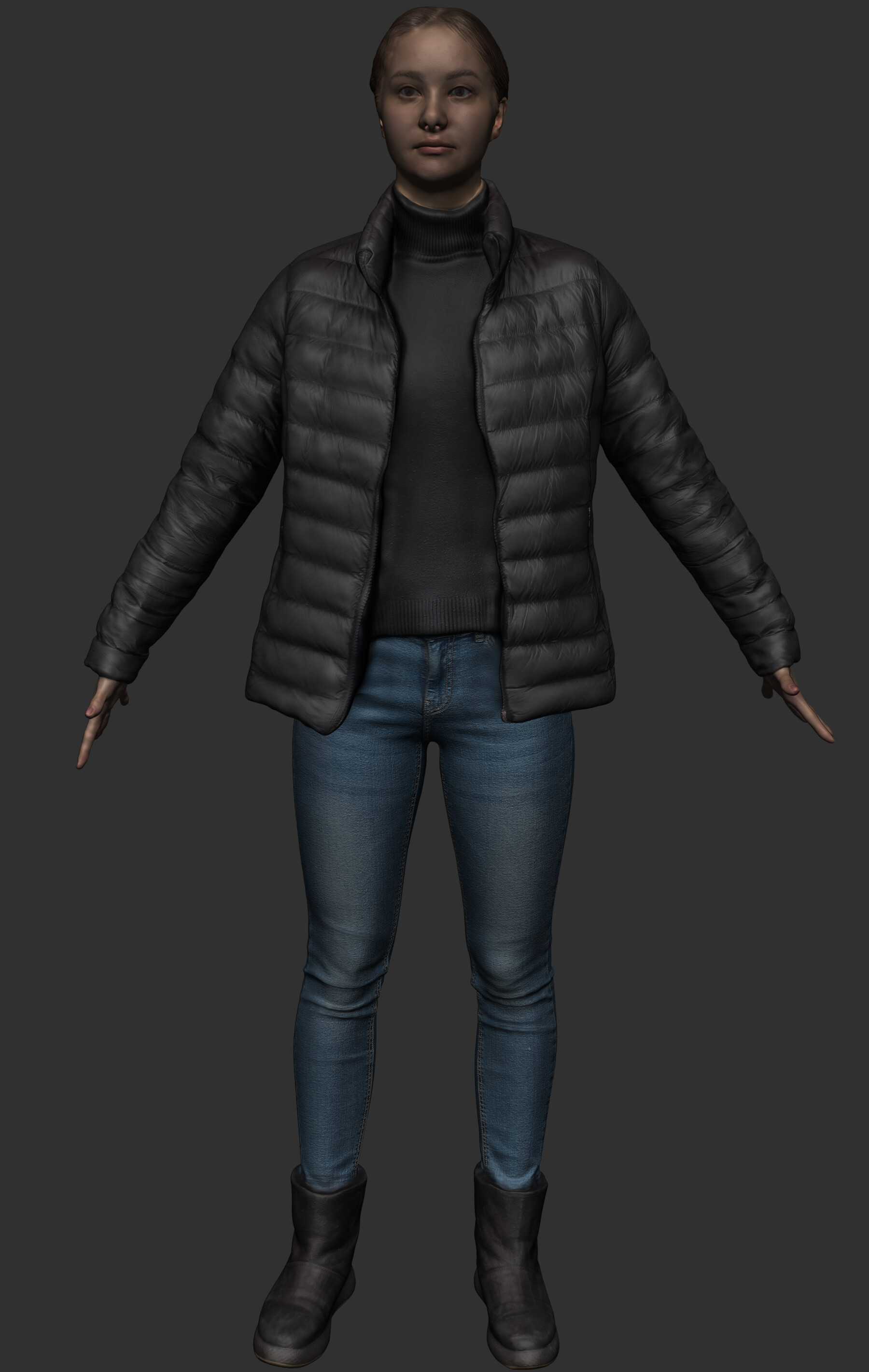 ArtStation - Young woman in puffer jacket ready for animation 391 ...