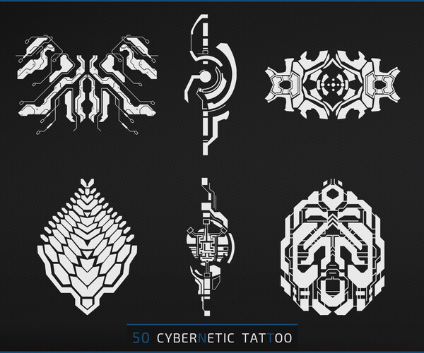 ArtStation - 50 CYBERNETIC TATOO_VOL.02 | Brushes