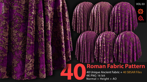 40 Tileable Ancient Fabric Pattern (Roman) - VOL 03