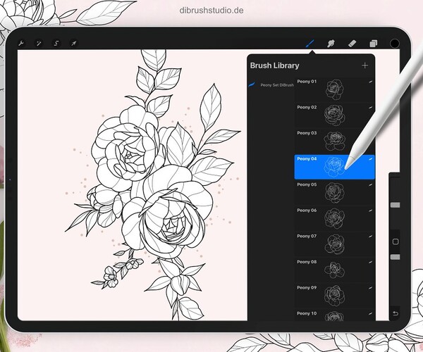 ArtStation - 100+ Procreate Tattoo Peony and Leafy Wreath Stamp Brush ...