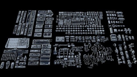 Sci-Fi KitBash and Props Pack (Full set)