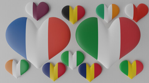 Heart Shaped Flag Collection 3d model