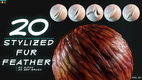 20 Stylized Fur & Feather Alphas & Brushes