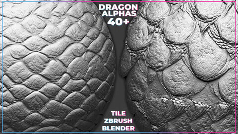 40+ Dragon Skin Tileable Alphas for ZBrush vol.3
