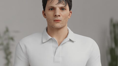 Realistic Rigged and Game Ready Casual Guy Character in Polo Shirt