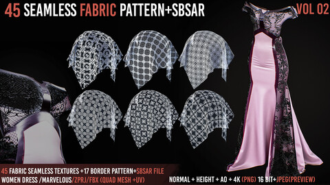 45 Tileable Lace Fabric Pattern+(Sbsar)_Vol02
