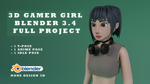 3D GAMER GIRL Character Modeling Tutorial / Blender 3.4 Full Project