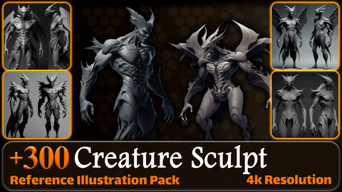 300 Creature Sculpt Reference Pack | 4K | v.19