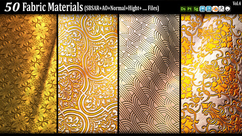 50 Fabric Materials (SBSAR+AO+NRM+Hight+...) VOl.4