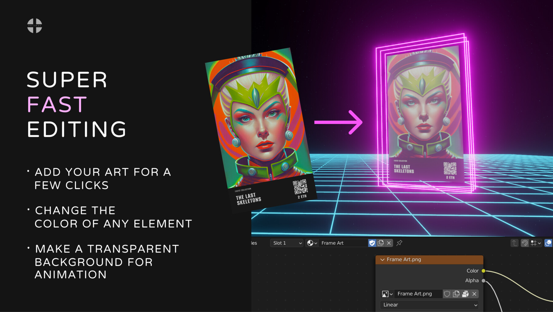 ArtStation Glow frame for AI art Blender template Resources