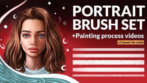 Portrait brush set for Photoshop + Portrait painting process video