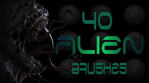 Zbrush + Blender - 40 Alien VDM Brush